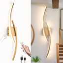 Battery Operated Wall Sconce,Gold Wall Sconces with Remote Control,3000K-6000K Modern LED Wireless Wall Light for Living Room, Hallway, Bedroom, 39.3 Inch