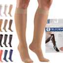 Truform Sheer Compression Stockings, 15-20 mmHg, Women's Knee High Length, 20 Denier, Light Beige, Small