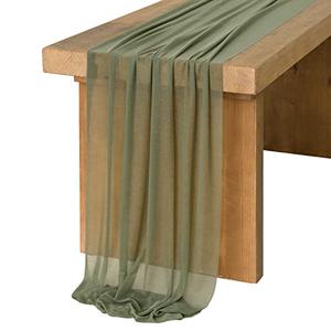 Ling's Moment 10Ft Chiffon Table Runner, Sage Green Table Runners Light Green Sheer Table Runner for Wedding Rustic Boho Wedding Party Bridal Shower Decorations Birthday