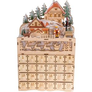 Clever Creations Wooden Christmas Advent Calendar, Countdown to Christmas, LED Holiday Decoration, Battery Operated, Reindeer Village