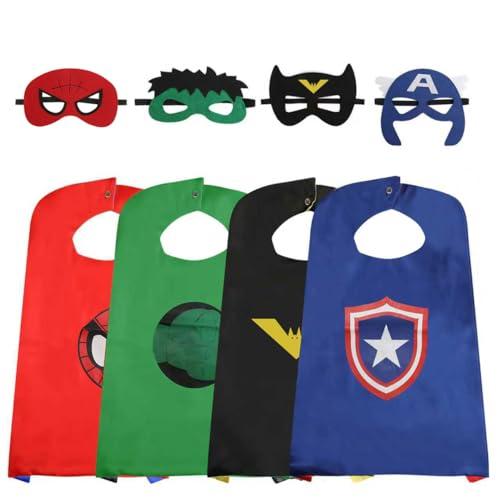 AnRuk Superhero Capes for Kids, Hero Caps and Masks for 4-12 Year Old Boys and Girls, Cartoon Dress Up for Holiday Halloween, Costumes Party Supplies Christmas and Brithday Gifts