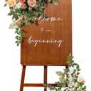 Ling's moment 2pcs Wedding Flowers Garland Artificial Floral Swag Arch Decorations Greenery Arrangements Blush & Pink Ceremony Reception Garden Easel Wall Entryway Outdoor Board(NOT Include Sign)