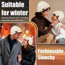 Beanies Hat for Women & Men,Warm Soft Knitted Beanie Unisex Cuffed Hat for Winter Fleece Lined Hats Snow Cap (White)