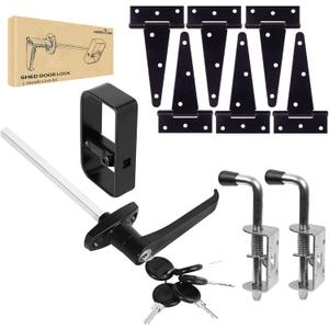 Shed Door Hardware Kit with Hinges, Latch, Lock, and Handle - Complete Gate Hardware Set for Your Shed Door