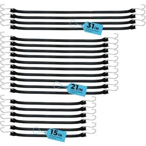 XSTRAP STANDARD 20 Pack Multiple Size Natural Rubber Tarp Bungee Straps 100% EPDM Tie Down Cords with S Hooks Heavy Duty Ideal for Securing Tarps