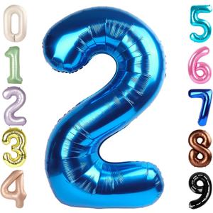 2 Numbers Balloon 40 Inch Dark Blue Two Balloon Number Birthday Decor, 2nd 12 21st Party Celebration Decorations Graduations Wedding Baby Shower