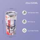 20oz with Straws Lids,Insulated Cup Reusable Stainless Steel Travel Tumbler,Cupholder Friendly,Gifts for Women Her Mom Wife Female Sister Coworkers (Skull Flag)