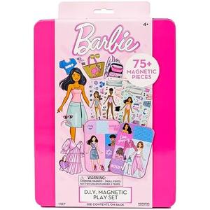 Barbie D.I.Y. Magnetic Play Set, 75 Pieces, 3 Magnetic Dolls, Crafts for Kids Ages 4-8, 4 Year Old Girl Birthday Gifts, Girl Toys, Cute Travel Toy, Fun Airplane Activities, Pretend Play for Girls