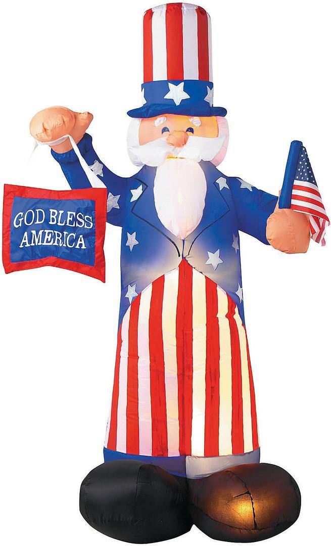 Gemmy Patriotic Inflatable 6' Uncle Sam with American Flag