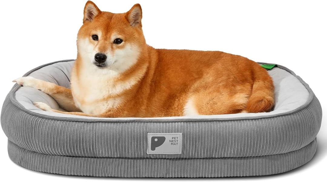 Orthopedic Dog Bed for Medium Dogs with Egg Crate Foam Couch Bed with Four-Sided Bolster, Removable Cover & Non-Slip Bottom Grey M (Medium (30 x 25 Inch))