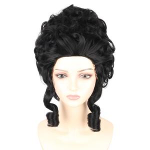 Colonial Wigs for Women Black Victorian Court Vintage Wig Baroque Fluffy Beehive Wigs Halloween Costume Party Dress Wig