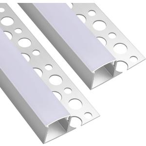 10 Pack 3.3ft/1Meter Plaster-in Recessed Drywall Led Strip Diffuser Aluminum Channel Profile for LED Strip Trimless Lighting Wall and Ceiling, 10M