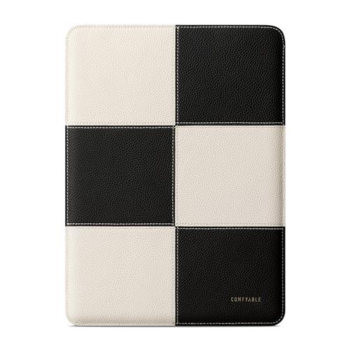 Comfyable Laptop Sleeve 13 Inch Precisely Compatible with MacBook Air M4 M3 2025 & MacBook Pro M2 M1 2022, Genuine Leather Protective Case Cover, Black & Cream