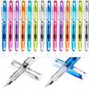 Fainne 16 Pieces Fountain Pen Refillable Disposable Fountain Pens for Writing Fine Nib Signature Ink Pen Piston Filling Pen for Calligraphy Painting, Drawing, School, Scrapbook and Sketch(Multicolor)