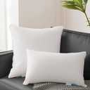 Oubonun 12 x 20 Lumbar Pillow (Set of 2) - 100% Cotton Cover - Rectangle Square Sofa Pillow Inserts - Decorative Pillow Pair - White Couch Pillow
