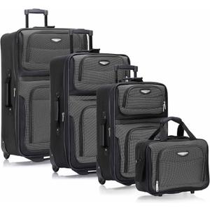 Travel Select Amsterdam 4-Piece Softside Expandable Rolling Luggage Set, Lightweight 2-Wheel Suitcases, Packing Cubes, Travel Tote, Durable Polyester Construction, Gray