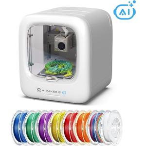 AI-Powered 3D Printer for Kids, 3D Printer with 8 PLA Filament Set, AI Design App, Huge Toy Library, Up to 400mm/s Faster Speed, W/ 16+ Mini 3D Design Module, App Control, X-Maker Joy AI+