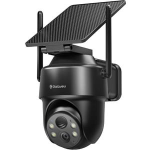 GALAYOU Solar Camera Outdoor Wireless- 2.4GHz WiFi Home Security Cameras with Solar/Battery Powered, Color Night Vision, PIR Sensor, IP65 Waterproof & Easy to Install, Work with Alexa, R1 1P Black