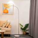 Orange Arc Floor Lamp with Acrylic Shade,Arch Reading Lamp Floor Standing,Mid Century Modern Orange Standing Lamp for Living Room Bedroom