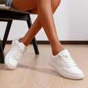 Vepose Women's 8012 Lace Up Classic Fashion Sneakers Comfortable Cute Shoes (White)