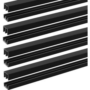 Landical 4 Sets 4FT Sliding Door Track for 1/8" Thick Panels Closet Glass Doors Plastic Cabinet Window Sliding Track (Black)