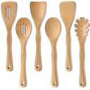 Wooden Spatula Set, 6 Pack Kitchen Wood Slotted Spoon Spatulas Turner Utensils for Cooking, Non Toxic Solid Wooden Spatulas Natural Wood Serving Spoons Spaghetti Utensil Set for Nonstick Cookware