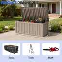 150 Gallon Outdoor Storage Box Resin Deck Box All Weather Waterproof Large Lockable Storage Container Deck Box for Patio Furniture, Garden Tools, Lockable, Gray New