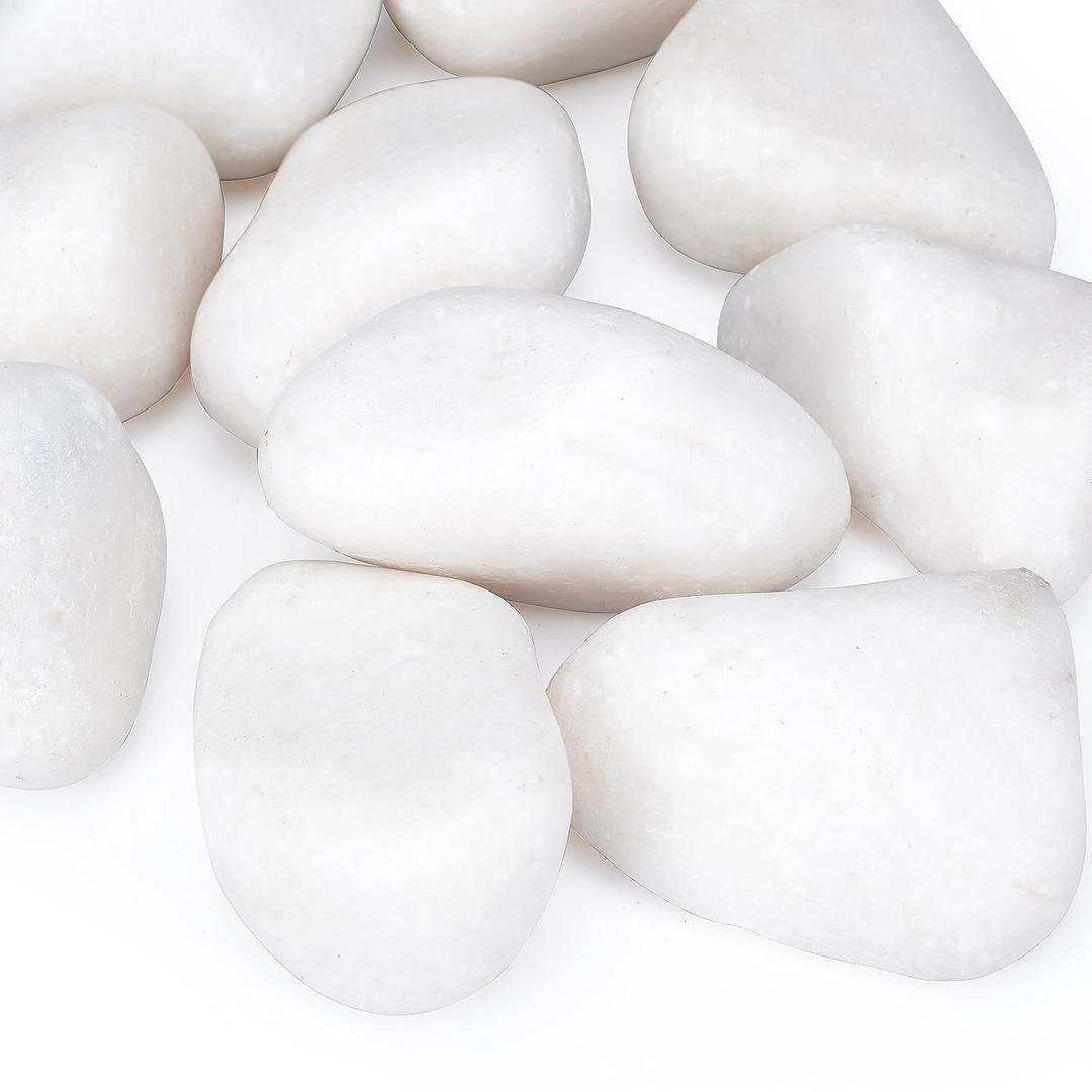 40lbs White Rocks for Landscaping, 2-3 inch Decorative Rocks for Plants Indoor, Large Polished River Rocks for Garden, Outdoor Landscaping, Walkways, Yard, Plants Pots, Vases, Crafts