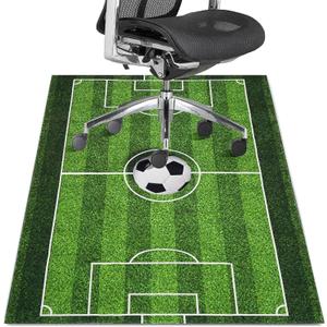 Gaming Chair Mat for Hardwood Floor 36"X 48" Office Rugs for Soccer Game Rolling Mats for Chair Gamer Computer Desk Chair Non-Slip Protector Mats for Hard Floor & Tile Floor Decor (Green White)