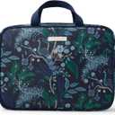 RIFLE PAPER CO. Travel Toiletry and Cosmetic Case | Multi Pocket Makeup Organizer Bag, Zipper Closure, Removable Clear Pouch, Lay Flat Design | Peacock Pattern