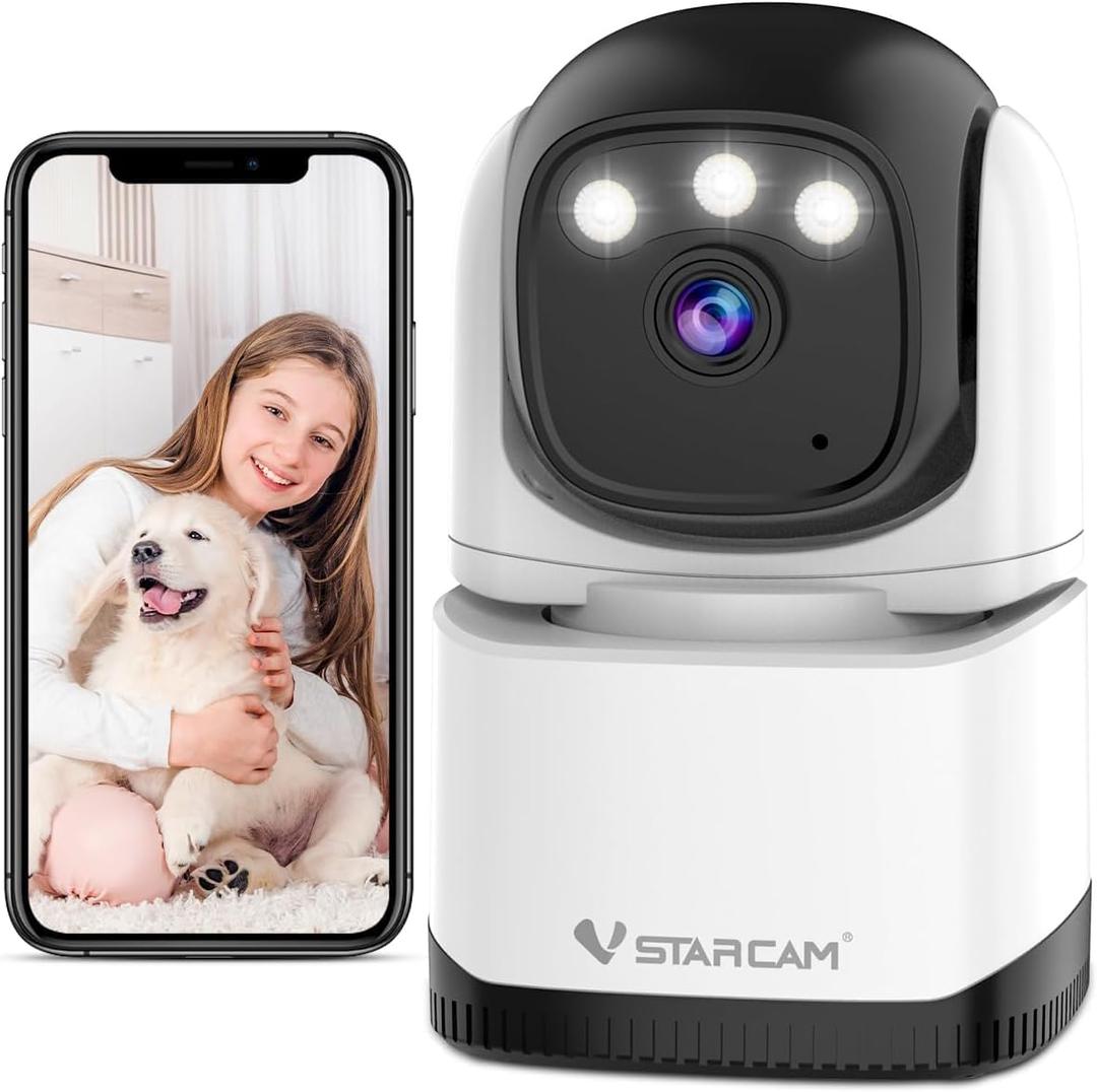 VSTARCAM Pan/ Tilt Smart Security Camera, 2K QHD Dog Camera, 2.4GHz with Full Color Night Vision, Motion Detection for Baby and Pet Monitor, 2-Way Audio, Cloud & SD Card Storage(up to 256GB)