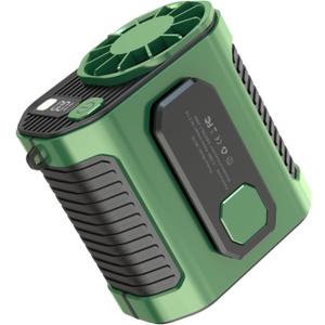 GOODADA Camping & Outdoor Waist Fan - Portable Belt Clip-on Fan, USB Rechargeable, 100 Speed Settings, Hands-Free Personal Cooling for Hiking, Travel, Sports (green)