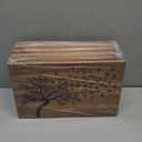 Wooden Cremation Urn for Human Ashes Adult  Handcrafted Solid Wood Memorial Urn Box | Engraved Flying Bird Design | Large Burial Urn with Antique Finish | 250 Cu in Capacity | Funeral Keepsake