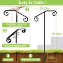 Single Step Handrail, 1 or 2 Steps Single Post Handrail in Ground, Black Rust-Proof Wrought Iron Stair Railing for Seniors, Porch, Deck