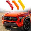 Upgrade Grille Decor Badge Emblem Compatible with 2024 2025 2026 Toyota Tacoma Accessories TRD Off-Road, TRD PreRunner, TRD Sport Tri-Color Front Grille Insert Trims (Yellow/Orange/Red)
