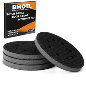 5-Inch 8-Hole Premium Interface Pad:4 Pack Hook & Loop Foam Sanding Discs Backing Pads Replacement for Random Orbital Sander,Soft Density Sponge Round Cushion Buffer