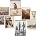 Western Decor Vintage Southwestern Wall Art,Farmhouse Wall Decor Western Cowboy Pictures,Boho Ranch Desert Western Wall Decor Aesthetic,Southwestern Artwork Prints for Western Bedroom Bathroom Decor,Unframed