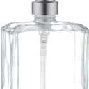 Clear Glass Soap Dispenser with Brushed Nickel Pump, 13.5 OZ Liquid Soap Dispenser Square with Stainless Steel Pump for Dish Hand Soap Bathroom Kitchen Vanity Countertop