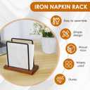 2PCS Napkin Holder for Table, Paper Towel Holder With Iron Wooden Standing Napkin Dispenser for Kitchen Dining s Paper Mail Bills Suitable for Dining Room, Restaurant (2)