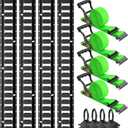 Trekassy 8ft E Track Rail Kit with 4 Ratchet Straps & 4 O-Rings, Heavy-Duty Black E-Track for Trailers, Vans, Trucks, Garages