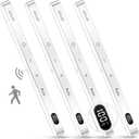 WILLED Motion Sensor Light Indoor, Battery Display, 60 LED Touch Light Bar, Under Cabinet Lights Rechargeable, Battery Operated Closet Light Wireless, Stick on Under Counter Lights for Kitchen(4 Pack) (Cool White 6000K)