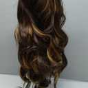 V Part Long Body Wavy Wig Synthetic V Shap Wigs for Black Women Full Head Clip In Hair Glueless Synthetic Wigs Highlight Blonde (Brown With Blonde)