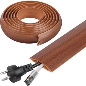 10 FT Floor Cord Cover, Cord Covers for Wires on Floor, Cord Protector, Floor Cable Cover, Hide Extension Cord Covers for Floor, Cable Cavity: 0.47" (W) x 0.29" (H) - Brown