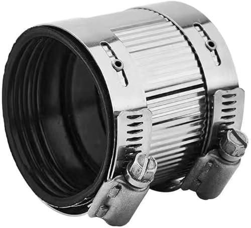 Flexible pipe Coupling with Stainless Steel Clamps.Pipe Connector for PVC and Metal Pipes (2 inch/56mm-60mm)