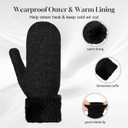 Winter Warm Mittens Cold Weather Gloves for Women, Cute Knit Gloves, Soft lining Cold Weather Accessories Gifts (Black)