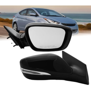 Right Passenger Side Mirror Compatible With 2011 2012 2013 Hyundai Elantra With Power Glass Heated Turn Signal Manual Folding Replace#876103Y000 6Pins Black