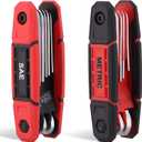 17PC Folding Allen Wrench Set | SAE & Hex Set | Durable Portable Tool for Automotive, Bike, Home & DIY Repairs | Complete Multi-Size Allen Key Set for Workshop (Red)