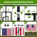 Garden Flag Pole Holder with 5-Prong Base – Heavy Duty Metal Outdoor Stand with Powder-Coated Finish, Clip & Stopper for Double Flags, Yard Decor Display