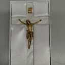 Birsppy AOLDHYY White Pearlized Traditional Gold Corpus Religious 7 Inch Wall Cross Crucifix