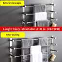 Towel Bars Hanger Freely Retractable 20-30 Inche Stainless Steel 304 Bath Rack Strong 3M Adhesive Bathroom Wall Free mounting Hole-Installing washroom Kitchen Space Saving 3 Bars